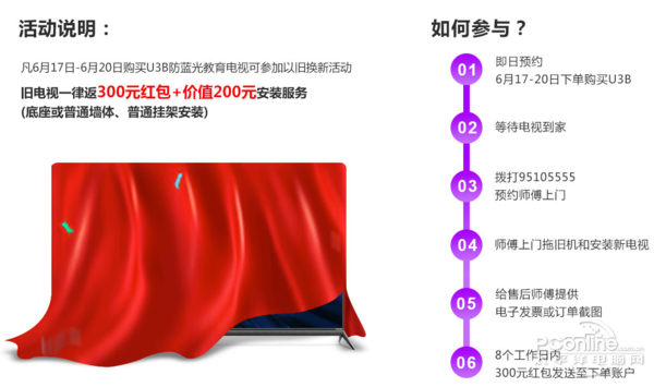 酷开U3B下单立省300元，以旧换新再送500元豪礼
